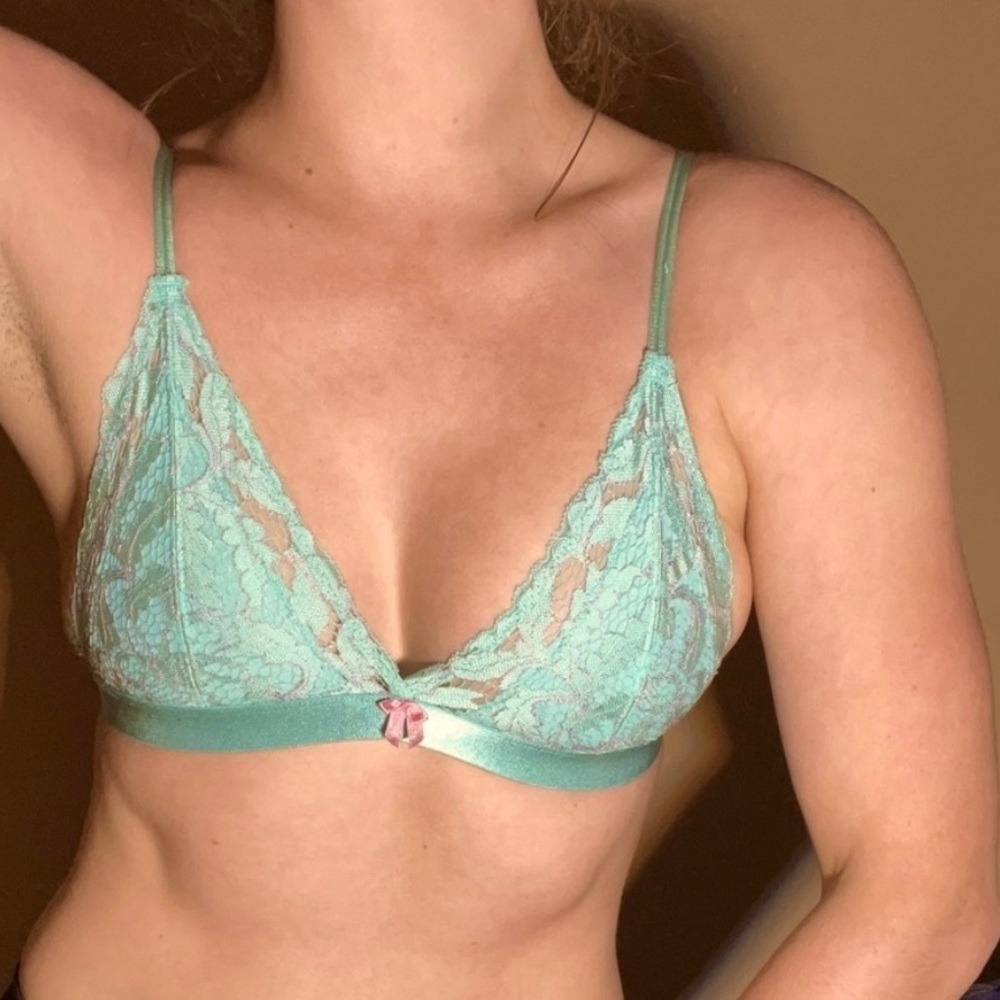Teal lace bra